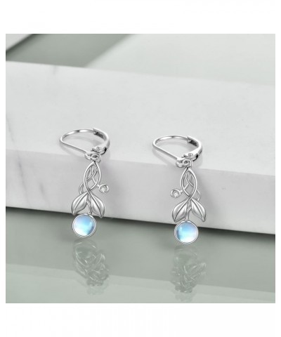 TIGERRIDER Moonstone Leverback Earrings for Women 925 Sterling Silver Leaf Drop Dangle Earrings Jewelry for Women Leaves $16....