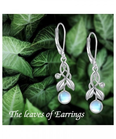 TIGERRIDER Moonstone Leverback Earrings for Women 925 Sterling Silver Leaf Drop Dangle Earrings Jewelry for Women Leaves $16....