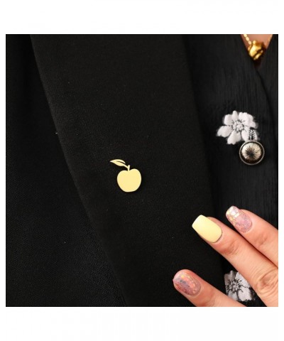 Stainless Steel Dainty Apple Men Brooch Lapel Pins Women Clasp Clips gold $8.54 Brooches & Pins