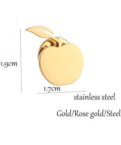 Stainless Steel Dainty Apple Men Brooch Lapel Pins Women Clasp Clips gold $8.54 Brooches & Pins