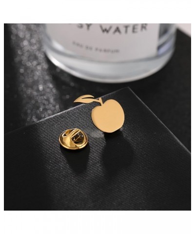 Stainless Steel Dainty Apple Men Brooch Lapel Pins Women Clasp Clips gold $8.54 Brooches & Pins