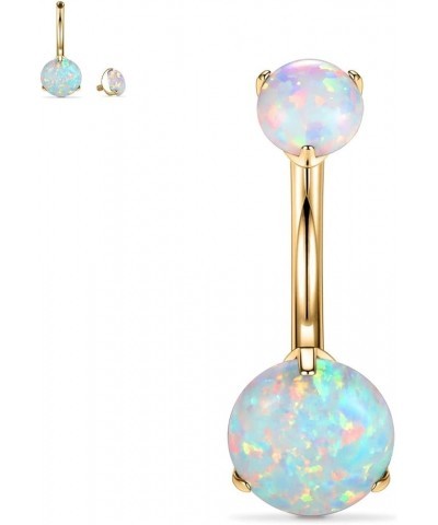 14G G23 Titanium Belly Button Ring with Cubic Zirconia/Opal 10mm Internally threaded Navel Piercing Jewelry Style3:1PC Gold,w...