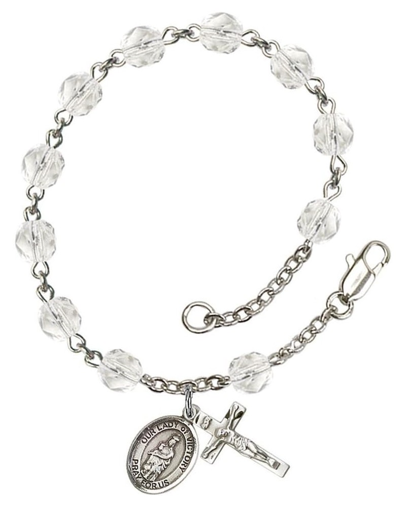 April Birth Month Bead Rosary Bracelet with Patron Saint Petite Charm, 7 1/2 Inch Our Lady of Victory $35.66 Bracelets