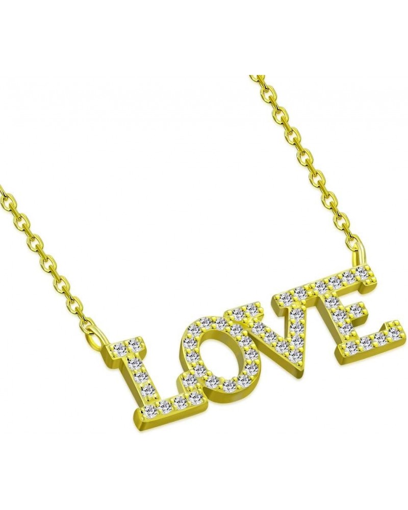 Love Necklace Pendant 925 Sterling Silver Cubic Zirconia Gold $13.99 Necklaces