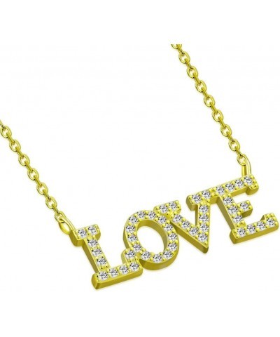 Love Necklace Pendant 925 Sterling Silver Cubic Zirconia Gold $13.99 Necklaces