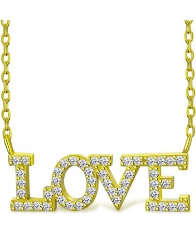 Love Necklace Pendant 925 Sterling Silver Cubic Zirconia Gold $13.99 Necklaces