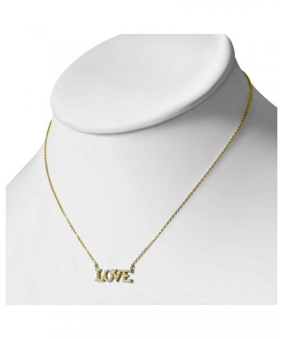 Love Necklace Pendant 925 Sterling Silver Cubic Zirconia Gold $13.99 Necklaces