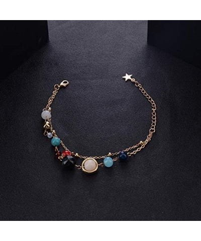 Summer Galaxy Solar System Universe Eight Planets Guardian Star Beads Foot Chain Barefoot Anklets Ankle Bracelet Jewelry gold...