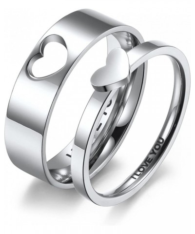 Matching Rings for Couples, Matching Heart Promise Rings for Couples I Love You Engagement Wedding Ring Stainless Steel Coupl...