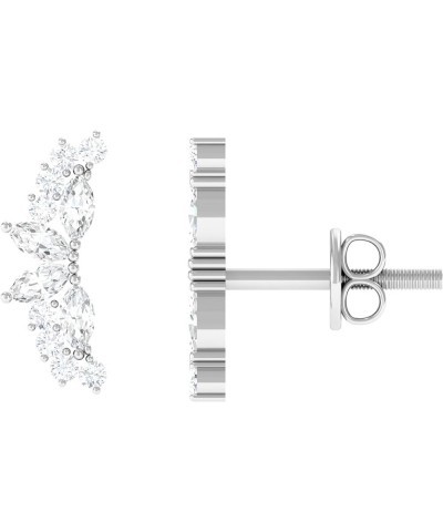 Moissanite Cluster Curved Ear Climber Earrings, Bridal Wedding Crawler Studs for Women 14K White Gold $155.76 Earrings