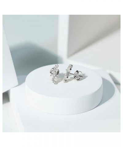 Moissanite Cluster Curved Ear Climber Earrings, Bridal Wedding Crawler Studs for Women 14K White Gold $155.76 Earrings