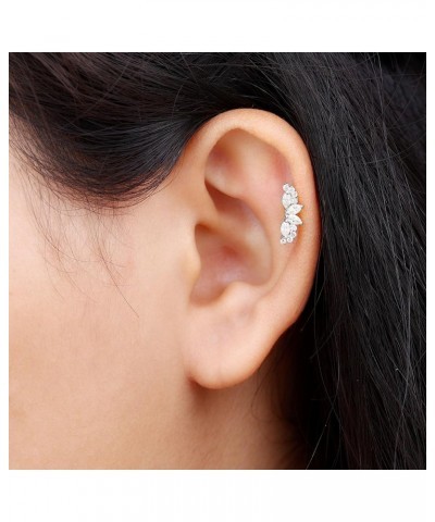 Moissanite Cluster Curved Ear Climber Earrings, Bridal Wedding Crawler Studs for Women 14K White Gold $155.76 Earrings