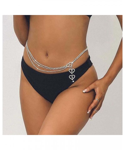 Rhinestone Waist Belly Chain Silver Heart Body Chain Sexy Body jewelry for Women $6.88 Body Jewelry