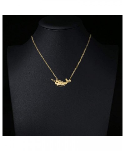 Cute Narwhal Whale of The Sea Fish Necklace Animal Jewelry Set for Women Girls Gift 18" Chain Gold narwhal $8.31 Necklaces