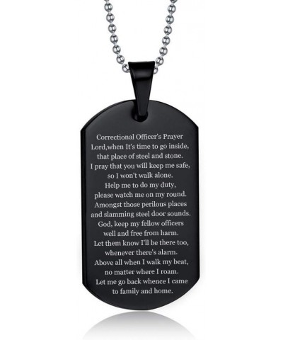 Correctional Officer Keychain Necklace for Men Women,Personalized Stainless Steel Corrections Officer Prayer Engraved Dogtag ...