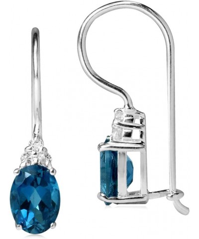 Birthstone Gemstones 925 Sterling Silver Hook Earrings Genuine London Blue Topaz&topaz white gold plated $13.71 Earrings