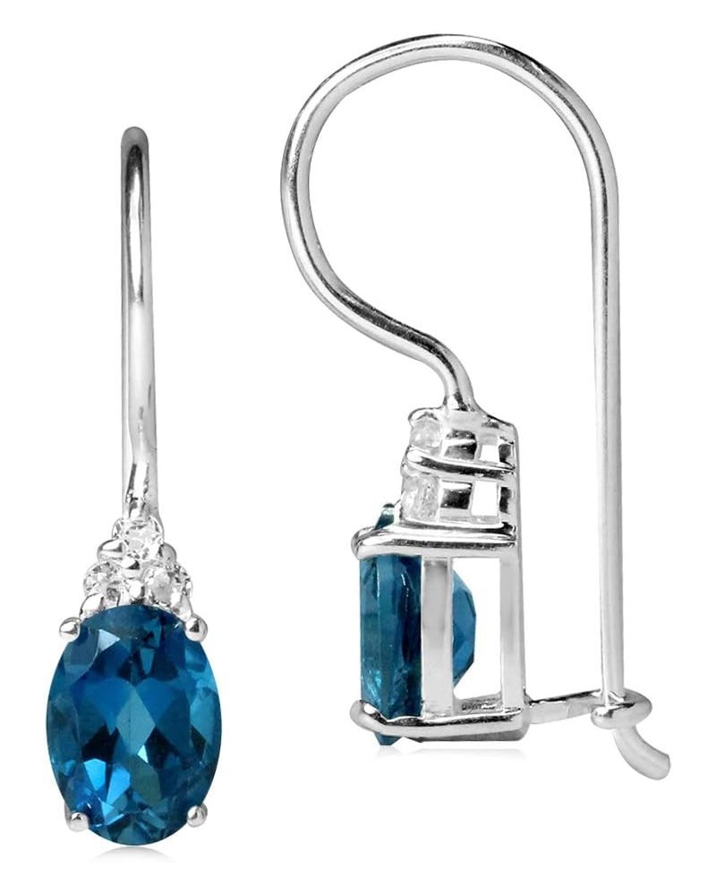 Birthstone Gemstones 925 Sterling Silver Hook Earrings Genuine London Blue Topaz&topaz white gold plated $13.71 Earrings