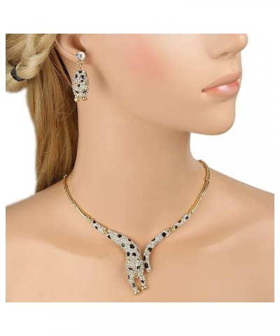 Women's Austrian Crystal Enamel Leopard Necklace Earrings Set for Sister, Daughter White Gold-Tone $18.19 Jewelry Sets