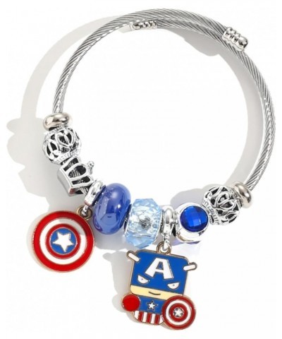 Dainty Bracelet Metal Vengers Superhero Charm Bracelet Gifts for woman and Men Silver Captain $10.39 Bracelets