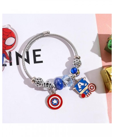 Dainty Bracelet Metal Vengers Superhero Charm Bracelet Gifts for woman and Men Silver Captain $10.39 Bracelets