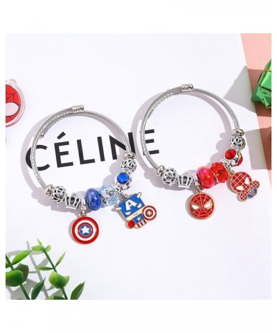 Dainty Bracelet Metal Vengers Superhero Charm Bracelet Gifts for woman and Men Silver Captain $10.39 Bracelets