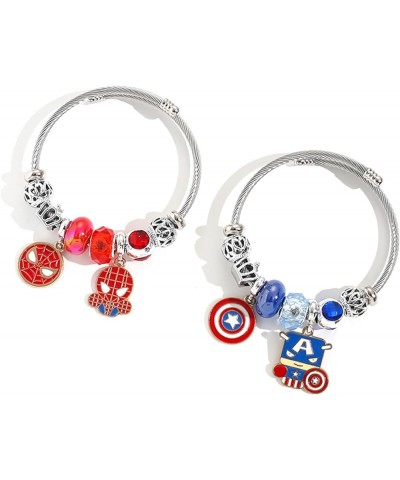 Dainty Bracelet Metal Vengers Superhero Charm Bracelet Gifts for woman and Men Silver Captain $10.39 Bracelets