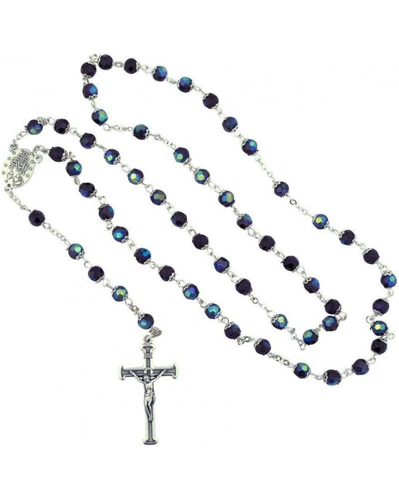 6mm Italian Crystal Rosaries | 6 Colors | Faceted Beads | Miraculous Medal Centerpiece | Christian Prayer Accessories Black $...