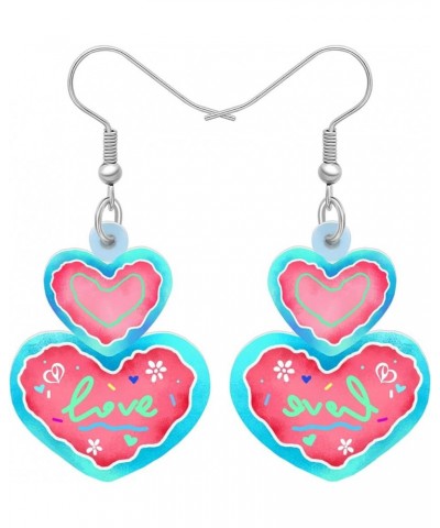 Acrylic Valentines Day Cute Love Heart Donuts Earrings Dangle Fashion Jewelry for Women Girls Kids Charm Gift Ocean $6.62 Ear...