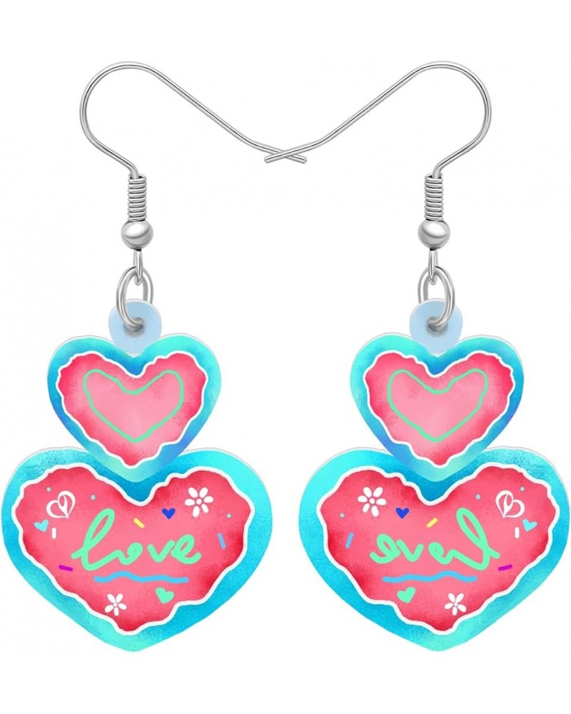 Acrylic Valentines Day Cute Love Heart Donuts Earrings Dangle Fashion Jewelry for Women Girls Kids Charm Gift Ocean $6.62 Ear...