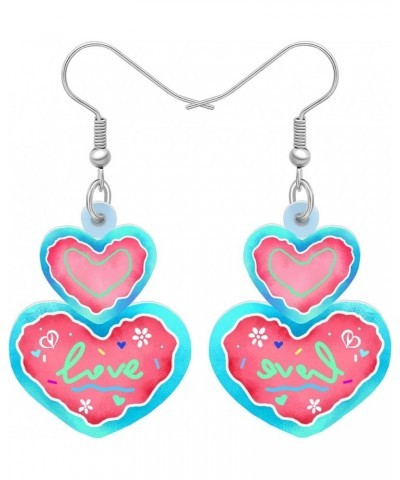 Acrylic Valentines Day Cute Love Heart Donuts Earrings Dangle Fashion Jewelry for Women Girls Kids Charm Gift Ocean $6.62 Ear...