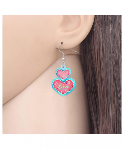 Acrylic Valentines Day Cute Love Heart Donuts Earrings Dangle Fashion Jewelry for Women Girls Kids Charm Gift Ocean $6.62 Ear...