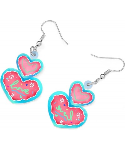 Acrylic Valentines Day Cute Love Heart Donuts Earrings Dangle Fashion Jewelry for Women Girls Kids Charm Gift Ocean $6.62 Ear...