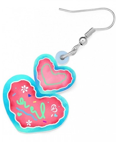 Acrylic Valentines Day Cute Love Heart Donuts Earrings Dangle Fashion Jewelry for Women Girls Kids Charm Gift Ocean $6.62 Ear...