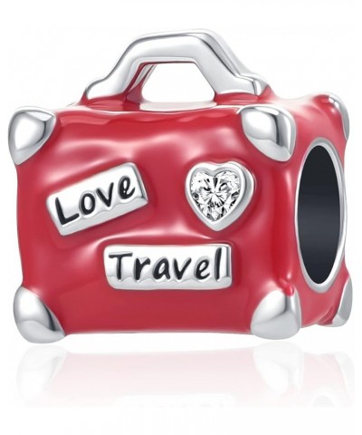 I Love to Travel Charm Suitcase Luggage Enamel Bead for Pandora Bracelet Red $8.09 Bracelets