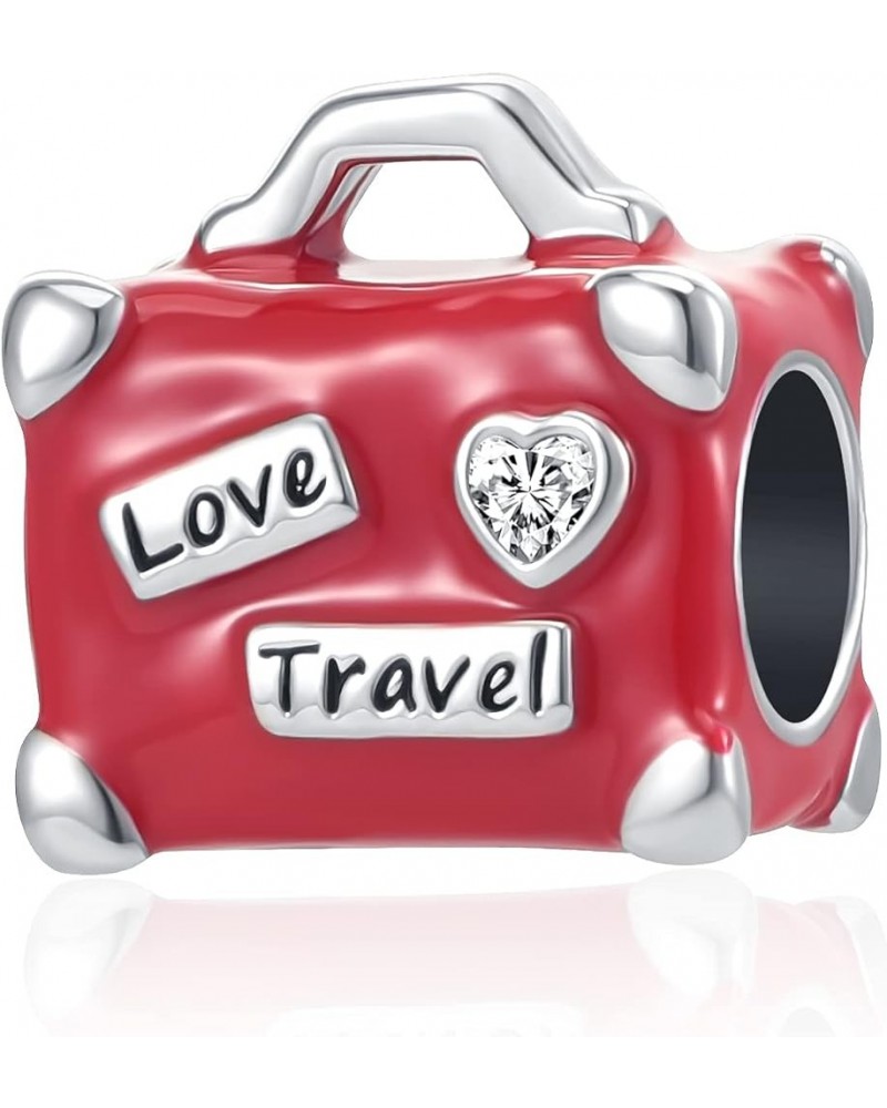 I Love to Travel Charm Suitcase Luggage Enamel Bead for Pandora Bracelet Red $8.09 Bracelets