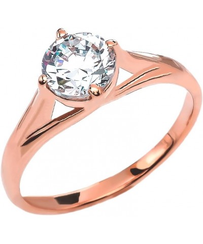 Unique Cubic Zirconia Solitaire 14k Rose Gold Engagement Ring $61.20 Rings