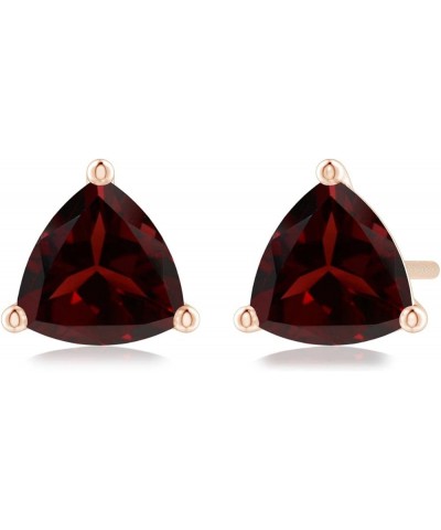 Natural Garnet Solitaire Stud Earrings for Women Girls in 14K Solid Gold/Platinum | January Birthstone Jewelry Gift for Her |...