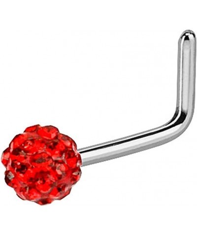 20g Surgical Steel 3mm Crystal Glam Ball Top L-Shaped Nose Stud (Choose Color) Red $7.64 Body Jewelry