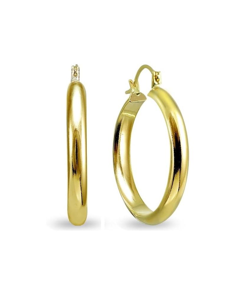 14K Gold 3x20mm Half Round Polished Lightweight Click-Top Hoop Earrings 25mm $33.75 Earrings