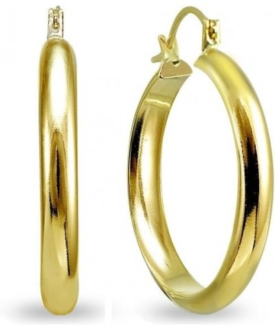 14K Gold 3x20mm Half Round Polished Lightweight Click-Top Hoop Earrings 25mm $33.75 Earrings