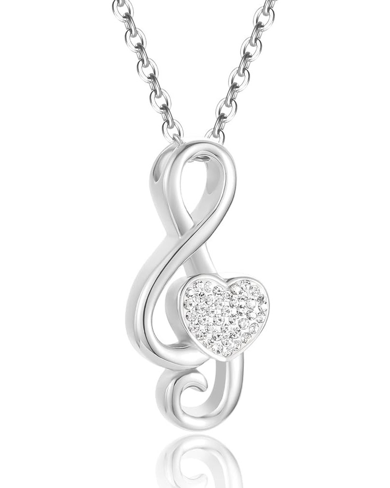 Music Note Urn Ashes Pendant Rhinestones Memorial Keepsake Jewelry Ash Keepsake Holder Memorial Jewelry for Women Silver $11....