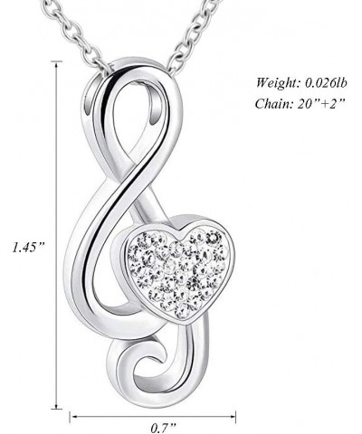 Music Note Urn Ashes Pendant Rhinestones Memorial Keepsake Jewelry Ash Keepsake Holder Memorial Jewelry for Women Silver $11....