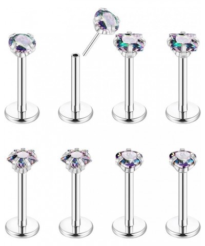 8Pcs 16-20G Stainless Steel Threadless Push in Nose Rings Studs for Women CZ Tragus Earring Set Labret Monroe Medusa Piercing...