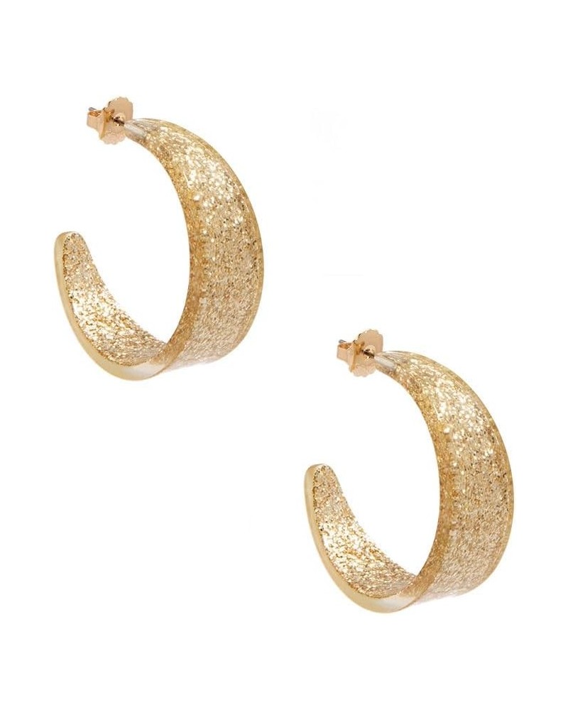 Georgia Lightweight Chunky Open Hoop Resin Earrings with Butterfly Clasp for Women and Girls Gold $14.50 Earrings