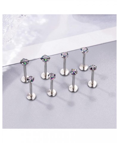 8Pcs 16-20G Stainless Steel Threadless Push in Nose Rings Studs for Women CZ Tragus Earring Set Labret Monroe Medusa Piercing...