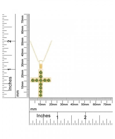 14k Yellow Gold Plated 925 Sterling Silver Round Cut Simulated Birthstone Cross Pendant Necklace With 18" Chain Simulated Per...