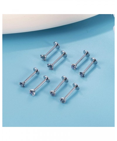 8Pcs 16-20G Stainless Steel Threadless Push in Nose Rings Studs for Women CZ Tragus Earring Set Labret Monroe Medusa Piercing...