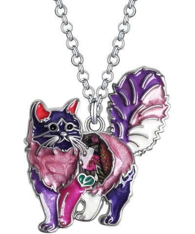 Enamel Alloy Cat Necklace Kitten Pendant Novelty Pets Jewelry Gifts for Women Girls Charms Mauve $9.59 Necklaces