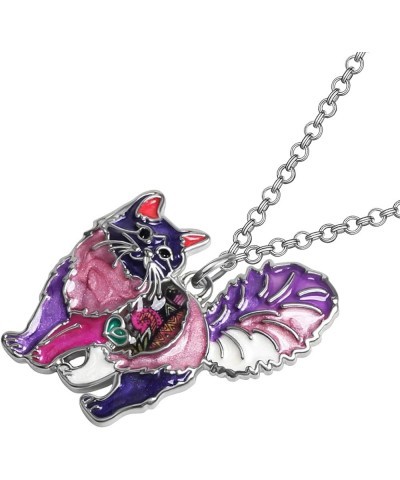 Enamel Alloy Cat Necklace Kitten Pendant Novelty Pets Jewelry Gifts for Women Girls Charms Mauve $9.59 Necklaces