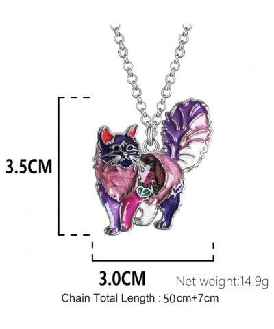 Enamel Alloy Cat Necklace Kitten Pendant Novelty Pets Jewelry Gifts for Women Girls Charms Mauve $9.59 Necklaces